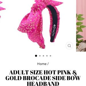 Briana Canon Hot Pink & Gold Silk Headband